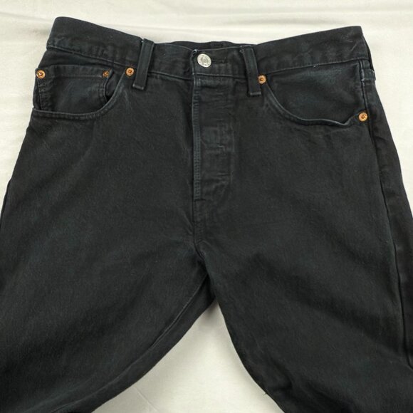 Levi’s 501 Original Black Button Fly Straight Leg Denim Jeans Mens 31x30 Red Tab - Picture 3 of 9
